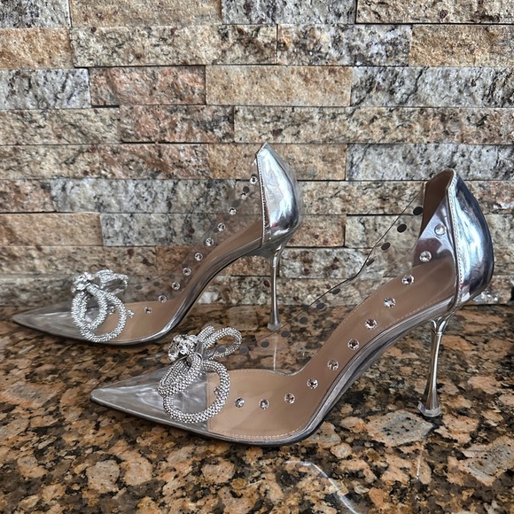 MACH & MACH NEW Double Bow PVC Clear Pumps Heels Crystal - Picture 9 of 16
